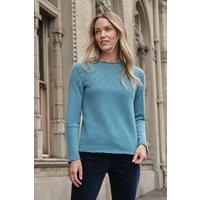 Pure Collection Women's Lacy Chiffon Tie Sweater in Teal | Size: 16