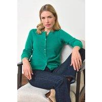 Pure Collection Women's Cashmere Crew Neck Cardigan in Jade | Size: 10