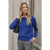 Pure Collection Women's Cashmere Crew Neck Sweater in Blue | Size: 14