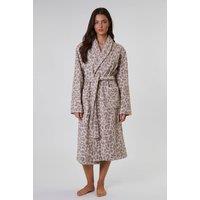 Loungeable Women's Leopard Shawl Robe in Taupe | Size: Medium