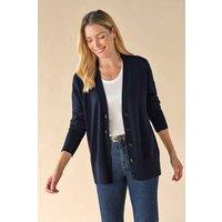 Pure Collection Women's Pure Cashmere Boyfriend Cardigan in Navy | Size: 16