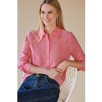 Pure Collection Women's Pure Washed Silk Shirt in Light Pink | Size: 16