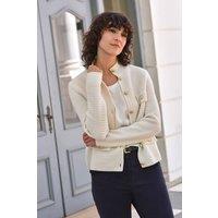 Pure Collection Women's Wool Cashmere Textured Jacket in Cream | Size: 14
