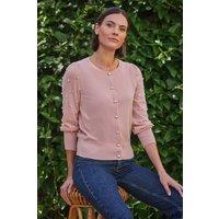 Pure Collection Women's Cashmere Blend Pearl Cardigan in Pink | Size: 12