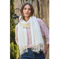 Pure Collection Women's Super Soft Cashmere Blend Pashmina in White