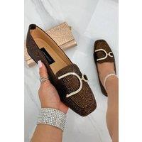 Love Lemonade Women's Crystal Imperial Suede Loafers in Brown | Size: 5