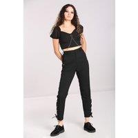 Hell Bunny Women's Tifa Tapered Leg Cropped Trouser Black | Size: XS