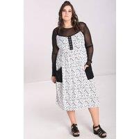 Hell Bunny Women's Safety Pin Print Viscose Maxi Dress with Hook & Eye Detail & Pockets in White