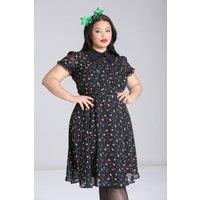Hell Bunny Women's Natalie Chiffon Printed Mini Dress in Black | Size: Small