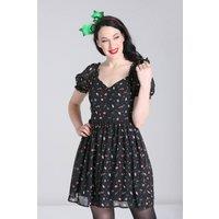 Hell Bunny Women's Natalie Chiffon Printed Mini Dress in Black | Size: Medium