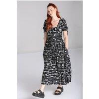 Hell Bunny Women's Love Yourself Printed Maxi Dress in Black | Size: Medium