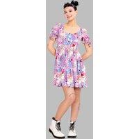 Hell Bunny Women's Loulou Square Neckline Sweet Pink Midi Dress | Size: Large