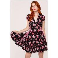 Hell Bunny Women's Not Into You Black Base Pink Mini Dress | Size: Large