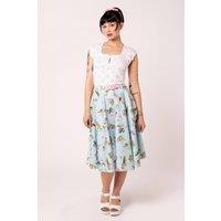 Hell Bunny Women's Beatrix Blue Woodland Animal Print Cotton Vintage 50s Circle Skirt