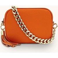 Apatchy London Women's Leather Crossbody Bag With Gold Chain Shoulder Strap in Burnt Orange