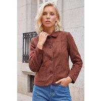 Roman Women's Petite Suede Jacket in Chocolate | Size: 18