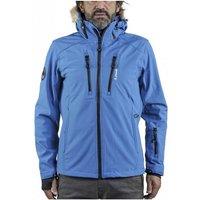 Peak Mountain Men's Softshell Jacket With Fake Fur Casada in Blue | Size: Large