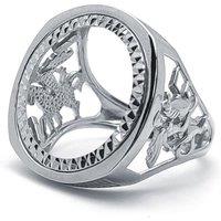 Jewelco London Men's Silver St George Dragon Slayer Full Sovereign Mount Ring | Size: X