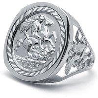 Jewelco London Men's Silver Dragon Slayer St George Medal Ring (Full Sovereign Size) | Size: R