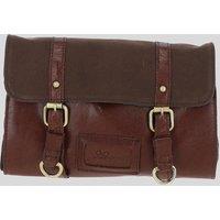 Ashwood Leather Men's Real Leather & Canvas Hanging Toiletry Bag in Tan