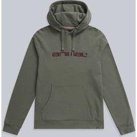 Animal Men's 'Driver' Lightweight Embroidered Logo Cotton Relaxed Hoodie in Khaki | Size: XS