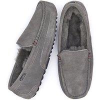 Moshulu 'Dishley' Men's Sheepskin Moccasin Slippers in Grey | Size: 8
