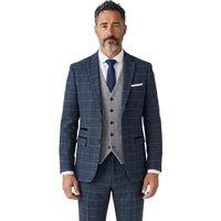 Infinity Leather Men's Check Tweed Heritage Style 3 Piece Suit - Harris in Navy | Size: 44R