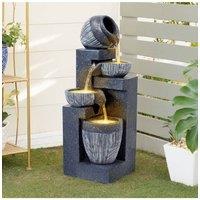 H&O Direct Outdoor LED Water Fountain Rockery Decor with Pump Solar Power
