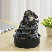 H&O Direct Tabletop Rock Cascading Water Fountain with LED Crystal Ball