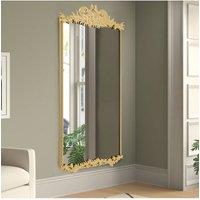 Living and Home 60cm W x 90cm H Golden Phoenix Tail Carved Rectangular Metal Frame Wall Mirror in Gold | Size: 60 cm W x 90 cm H