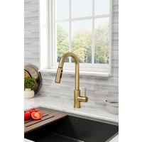 H&O Direct Pull Out Modern Single Handle Kitchen Faucet in Gold
