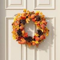 Garden Greatness Autumnal Harvest Pumpkin & Leaf Wreath | Size: 1 Pack