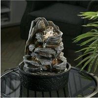 Living and Home 10 LED Lights Tabletop Water Fountain | Rotating Crystal Ball Water Feature | Cascading Rock Indoor Relaxation Decor in Natural