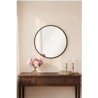 Living and Home Modern Round Wall Mirror with Metal Frame Minimalist Decorative Mirror for Living Room, Bedroom in Black | Size: Medium