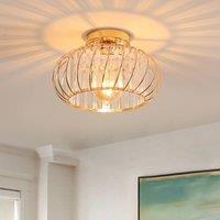 Pheashine Gold Crystal Ceiling Light, Cage Frame, E27 Socket (Bulb Not Included)