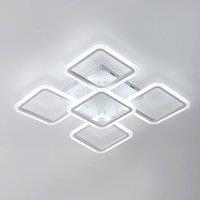 Pheashine White 5-Light Square LED Ceiling Light, 70W 6500K Cool White, 60x60cm | Size: 60x60 cm