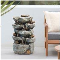 H&O Direct Outdoor Waterfall Feature Solar Powered Water Fountain in Natural