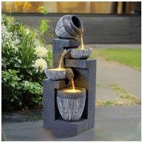 Garden Sanctuary Outdoor LED Water Fountain Rockery Decor with Pump Solar Power in Natural