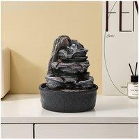 Garden Sanctuary Rockery Cascading Tabletop Water Fountain with LED Crystal Ball in Natural