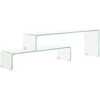 Berkfield Home 2 Piece Coffee Table Set 90x30x20/110x30x40 cm Tempered Glass in Clear