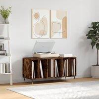 Berkfield Home Record Cabinet Smoked Oak 100x38x48 cm Engineered Wood in Brown | Size: 100 x 38 x 48 cm