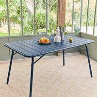 sweeek Metal folding garden table 140cm, seats 4 in Dark Blue