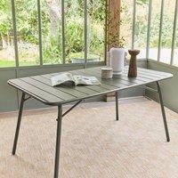 sweeek Metal folding garden table 140cm, seats 4 in Khaki