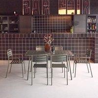 sweeek 6-seater metal garden table set with 6 chairs in Khaki