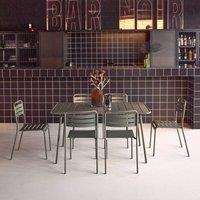 sweeek 6-seater folding metal garden table with 6 chairs in Khaki
