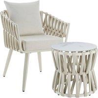 tectake Lugano Set In Rope Design, Aluminum Frame, Screw-On Legs in Beige | Size: 1 Seater