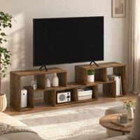 STILVORA Extendable TV Stand with 6 Shelves Rustic Brown