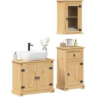 Berkfield Home 3 Piece Bathroom Furniture Set Corona Solid Wood Pine in Brown