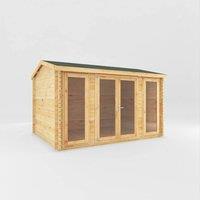 Mercia 4 x 3 m Home Office Studio 28 mm Log Cabin - L314.2 x W403.6 x H260 cm in Light Brown