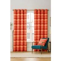 Homescapes Cotton Morocco Striped Curtain Pair in Terracotta | Size: 167 cm width x 183 cm drop